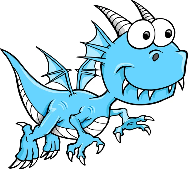 Goofy dom blauwe draak vector dierlijke illustratie kunst — Stockvector