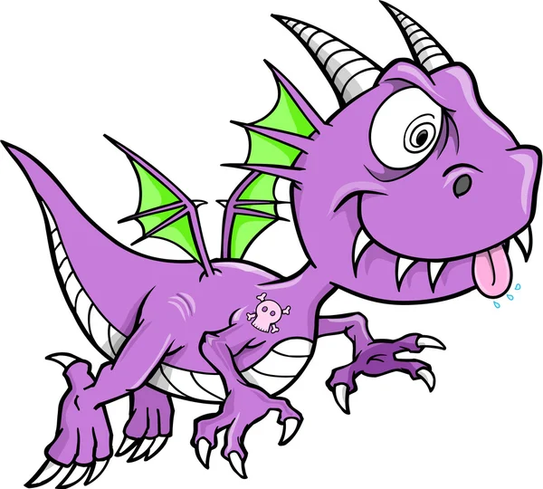 Louco roxo dragão vetor animal ilustração arte — Vetor de Stock