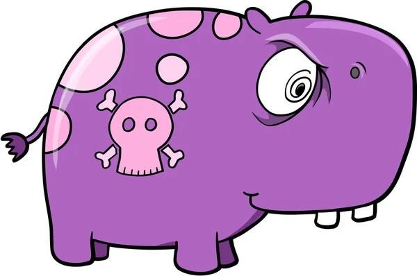 Fou mauvais violet Hippopotame vecteur Safari Illustration animale — Image vectorielle