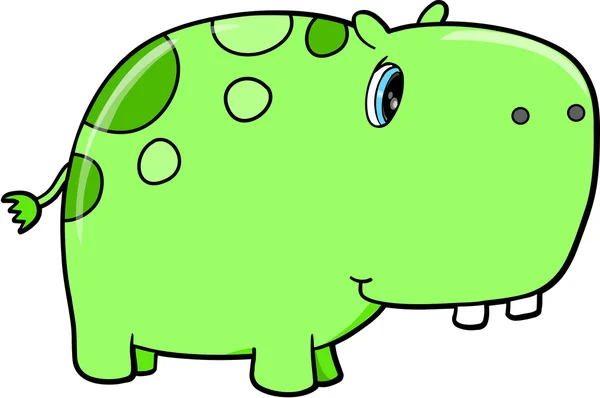 Cute Green Hippopotamus Vector Safari Animal — Stock Vector