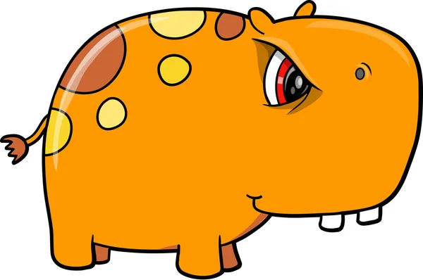 Angry Orange Hippopotamus Vector Safari Animal — Stock Vector
