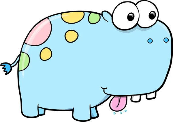 Goofy Silly Blue Hippopotamus Vector Safari Animal — Stock Vector