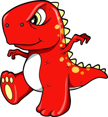 Angry Mean Red Dinosaur T-Rex Vector Illustration Art clipart