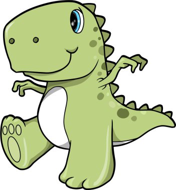 Cute Green Dinosaur T-Rex Vector Illustration Art clipart