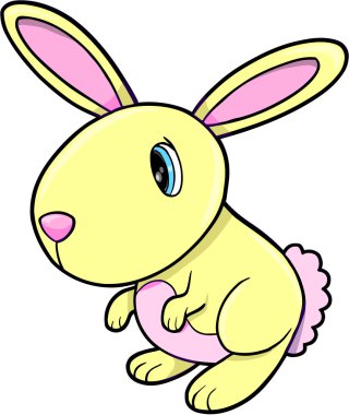 Cute Yellow Bunny Rabbit Animal Vector Illustration Art