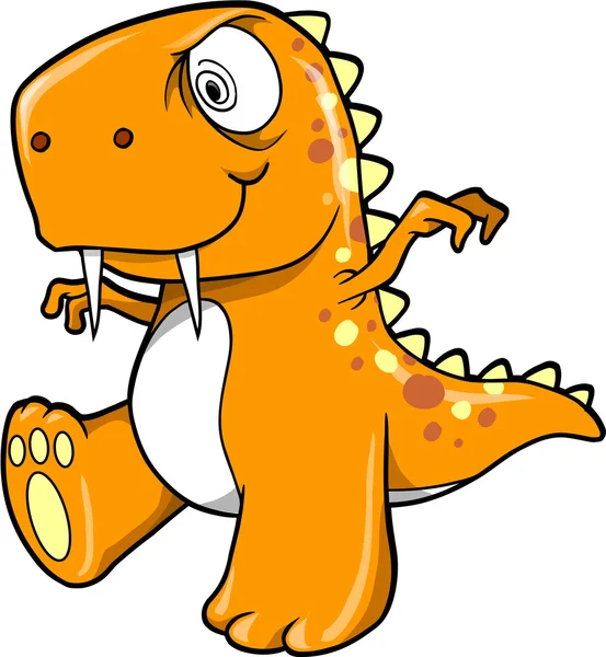 Galen galen orange dinosaurie t-rex vektor illustration konst — Stock vektor