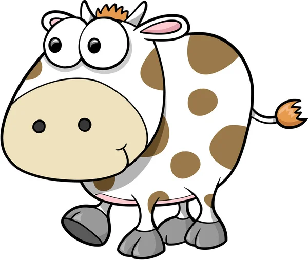 Silly Cow Animal Vector Illustration Art — Stock Vector