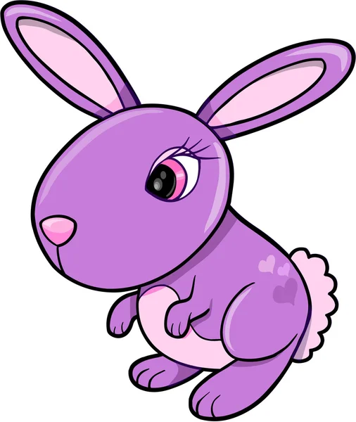 Kız mor bunny tavşan hayvan vektör çizim sanat — Stok Vektör