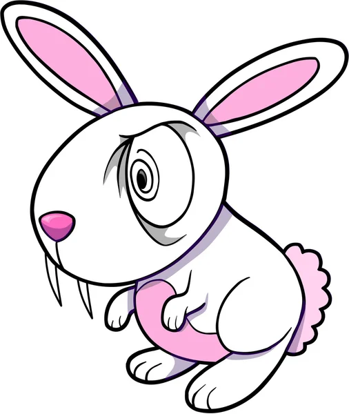 Illustrazione vettoriale animale del coniglio bianco malvagio Art — Vettoriale Stock