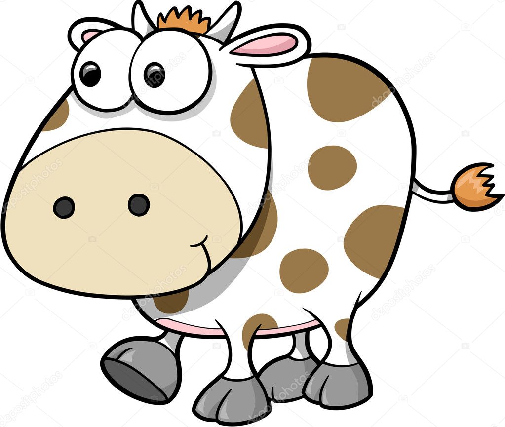 Silly Cow Animal Vector Illustration Art