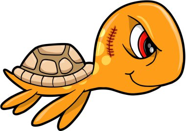 Tough Mean Summer Sea Turtle Animal Vector Illustration clipart