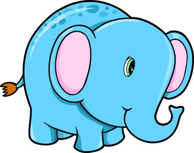 Cute Happy Elephant Animal Vector Illustration clipart