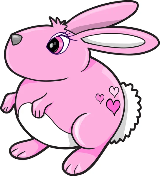 Pembe kız tavşan vektör çizim sanat — Stok Vektör