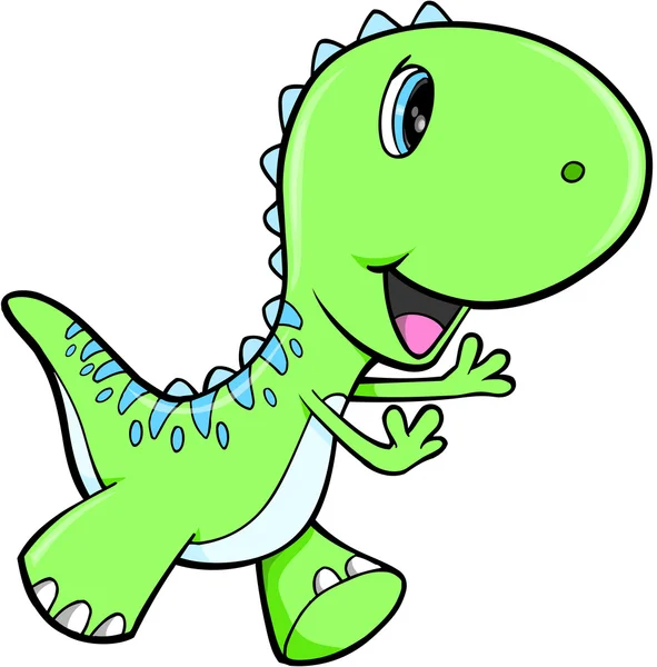 Dinossauro verde feliz animal vetor ilustração arte —  Vetores de Stock