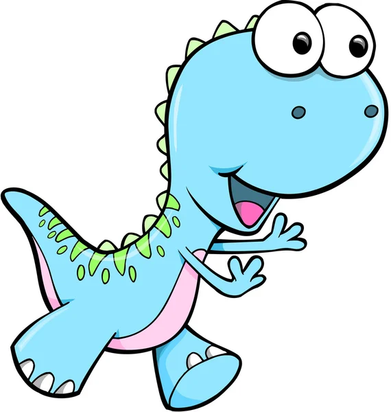 傻蓝色恐龙动物矢量插图艺术 — 图库矢量图片