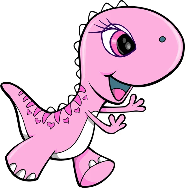 Rózsaszín lány dinoszaurusz állati vektoros illusztráció művészet — Stock Vector