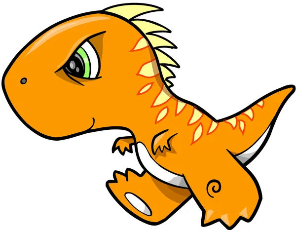 Angry Orange Dinosaur Vector Illustration Art — Stock Vector