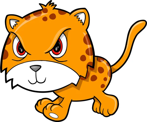 Irritado Leopardo Médio Animal Vetor Ilustração Arte — Vetor de Stock