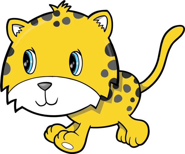 Bonito feliz leopardo animal vetor ilustração arte —  Vetores de Stock