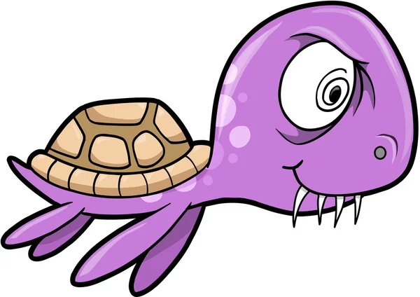 Verrückt verrückt Sommer Meeresschildkröte Tier Vektor Illustration — Stockvektor