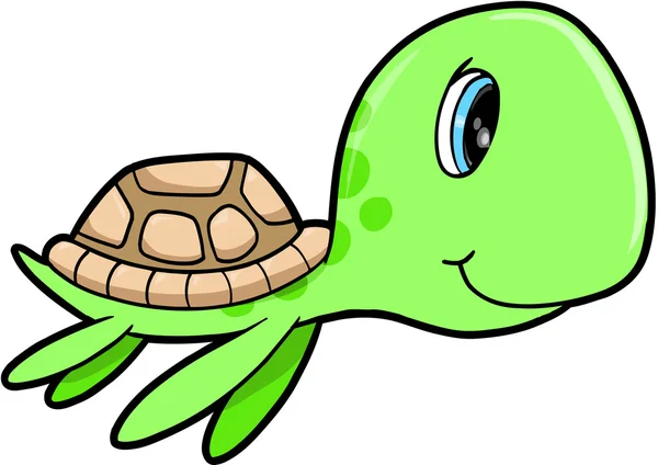 Lindo feliz verano tortuga marina animal vector ilustración — Archivo Imágenes Vectoriales