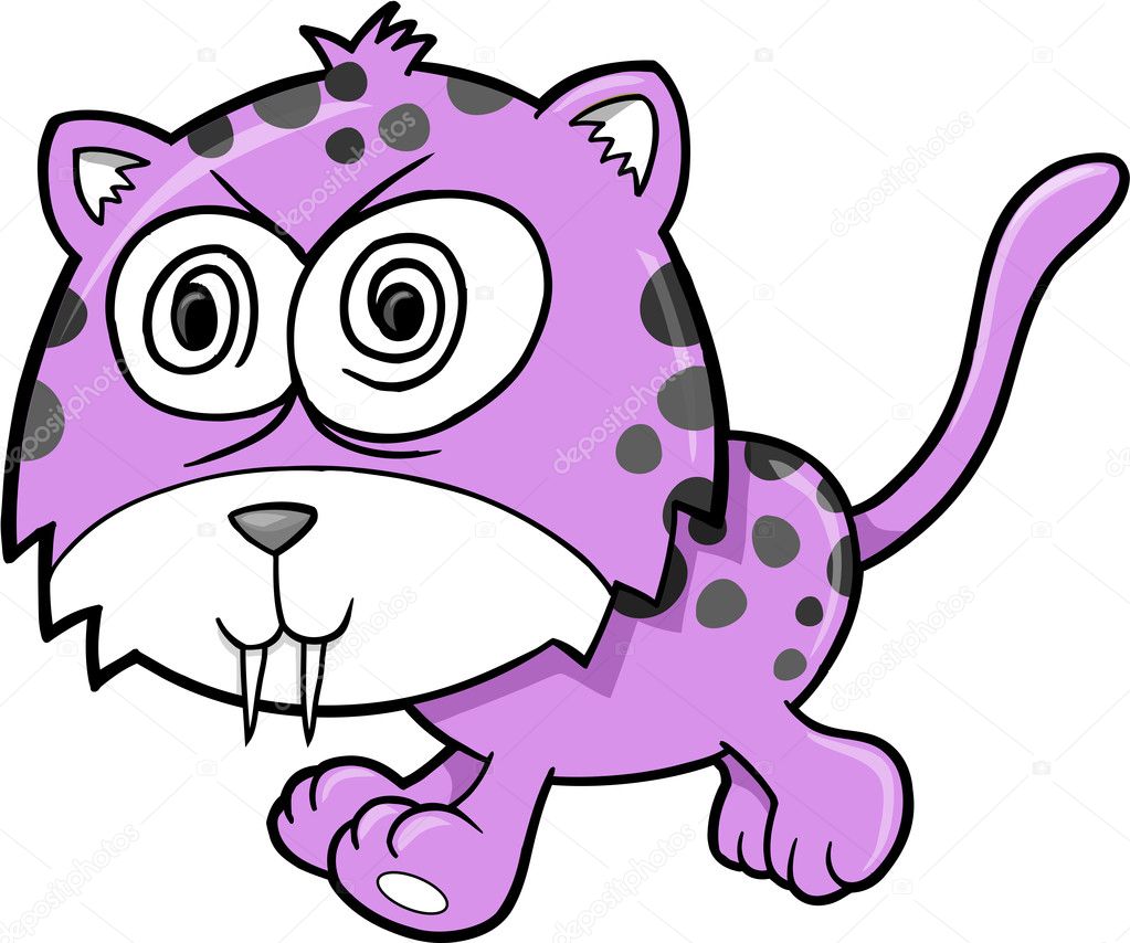 Crazy Insane Leopard Animal Vector Illustration Art