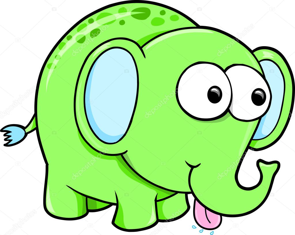 Silly Funny Elephant Animal Vector Illustration