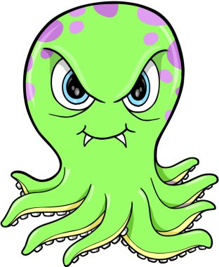 Evil Octopus Vector Illustration