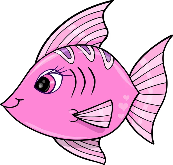 Pink Girl Fish Ocean Vector Ilustração —  Vetores de Stock