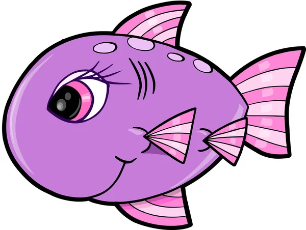 Menina bonito peixe Oceano Vector Ilustração — Vetor de Stock