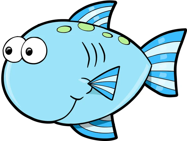 愚かなかわいい魚海ベクトル イラスト — ストックベクタ