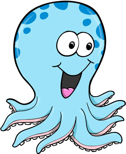 Šťastný hloupé chobotnice oceán vektorové ilustrace — Stockový vektor