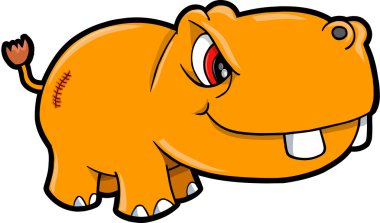 Angry Hippopotamus Safari Animal Vector Illustration Art clipart