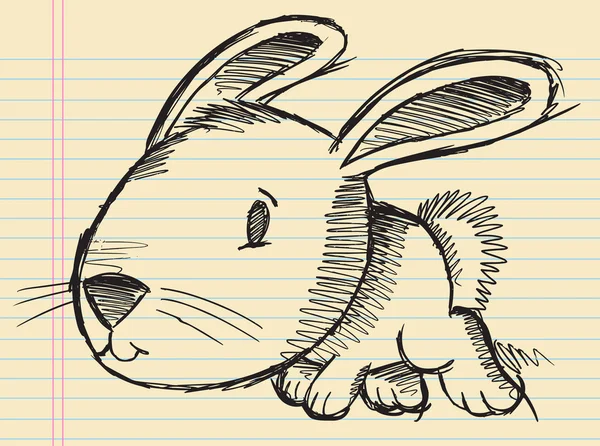 ノートの落書きスケッチ イースターのウサギのウサギのベクトル イラスト アート — ストックベクタ