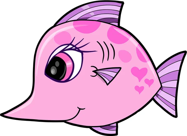 Cute Pink Girl Fish Vector Illustration Art — Stock Vector