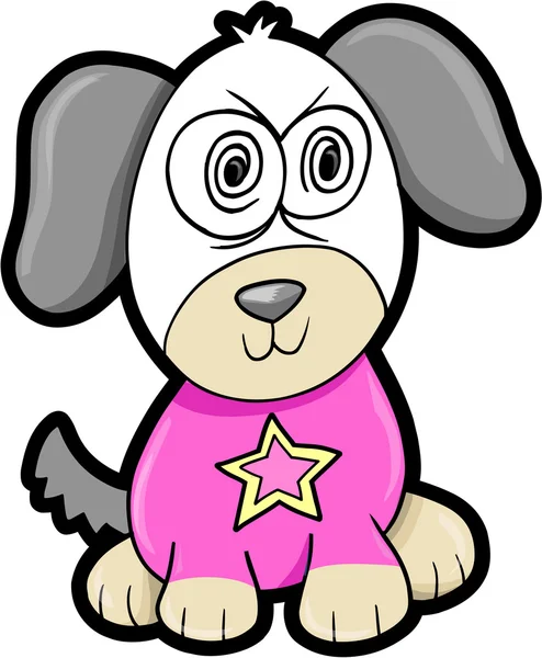 Seni Ilustrasi Hewan Puppy Dog Gila - Stok Vektor