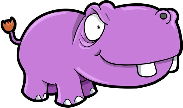 Crazy Hippopotamus Safari Animal Vector Illustration Art — Stock Vector