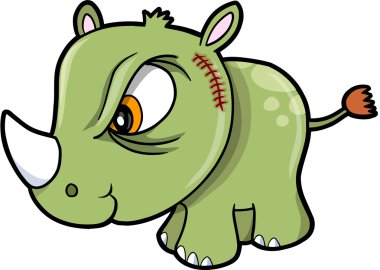 Tough Bad Rhinoceros Safari Animal Vector Illustration Art clipart