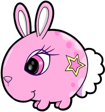 pembe kız bunny tavşan hayvan vektör çizim sanat