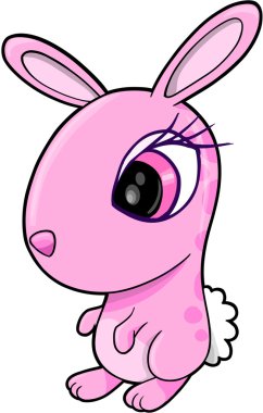 pembe kız bunny tavşan vektör illusration