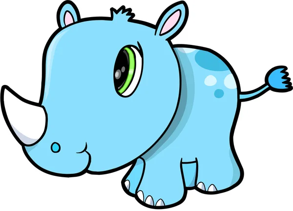 Cute Happy Rhinoceros Safari Animal Vector Illustration Art — Stock Vector