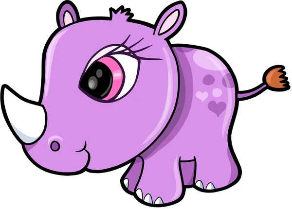 可爱的女孩的犀牛野生动物园动物矢量插图艺术 — 图库矢量图片