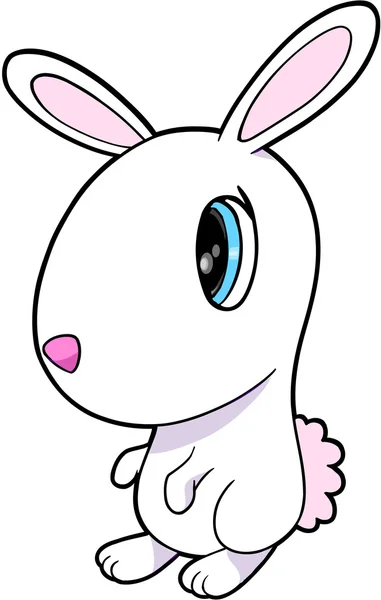 Cute White Bunny Rabbit Vector Illustration Art — Stock Vector