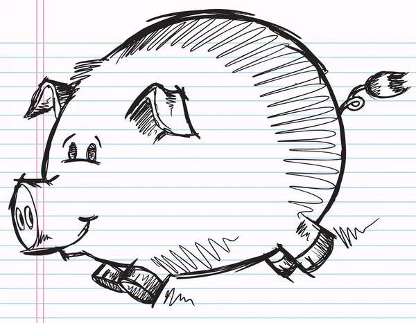 Notizbuch Doodle Skizze Schwein Vektor Illustration — Stockvektor