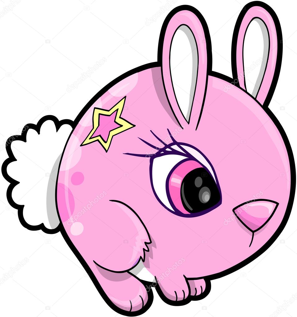 Pink Girl Bunny Rabbit Animal Vector Illustration Art