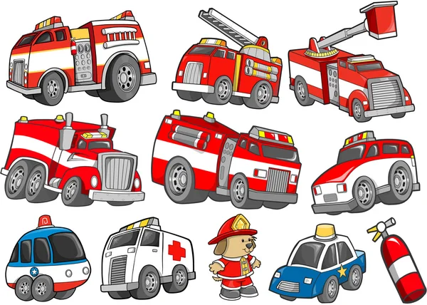 Rescue Vehicle Transportation Vector Illustration Set — Stock Vector