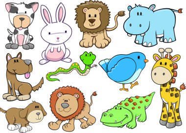 Animal Wildlife Safari Vector Set clipart