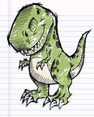 Tyrannosaurus Dinosaur Doodle Sketch Vector clipart