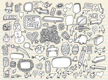 Doodle Speech Bubble Design Elements Mega Vector Illustration Set clipart