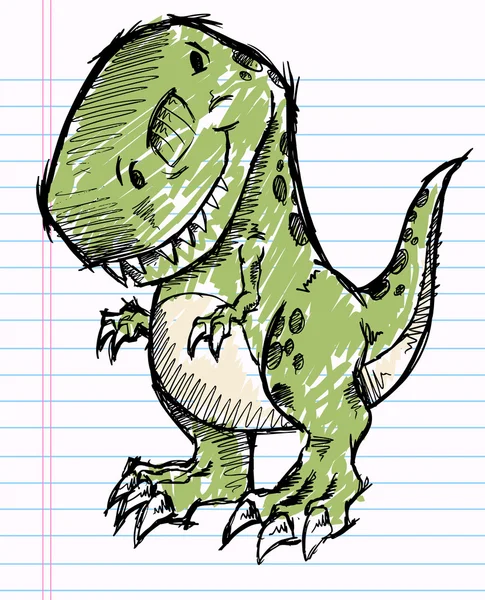 Tyrannosaurus dinozor doodle kroki vektör — Stok Vektör